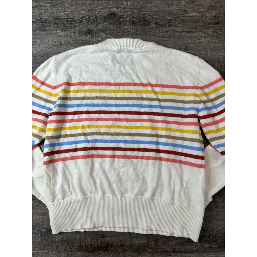 LL Bean White Multi-Color Stripes Sweater Cotton Cashmere Blend Preppy XS - Picture 3 of 10